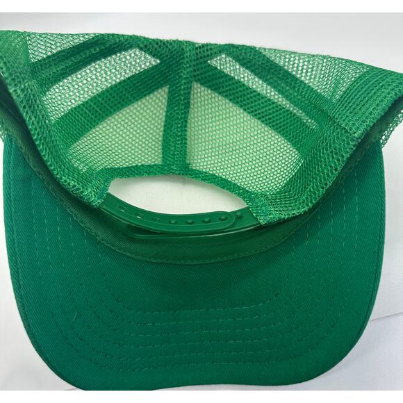 Disc Golf Leather Patch Hat Custom Trucker Hat Engraved Basket Wht/Kelly Green - Picture 8 of 8